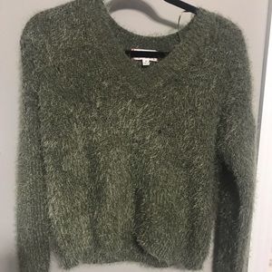 Pink Rose Green Eyelash Sweater